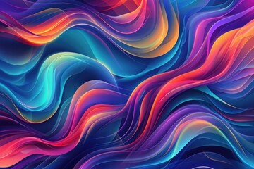 Poster - A vibrant and dynamic abstract background featuring wavy lines and shapes, ideal for use in creative projects where a unique visual element is needed