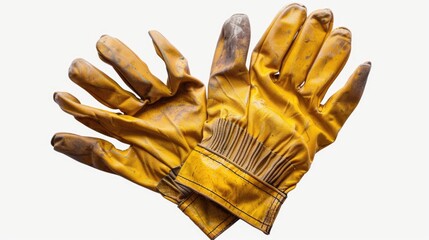 Poster - A pair of leather work gloves on a clean white background