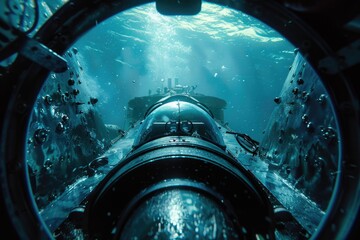 Aufkleber - A submarine seen from beneath the water's surface