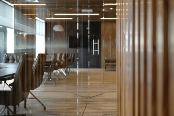 Poster - A standard conference room setup with a table and chairs, ideal for meetings or presentations