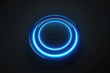 Wall Mural - A close-up of a blue neon ring on a black wall