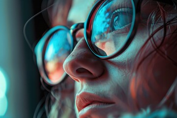 Canvas Print - A close-up shot of a person wearing glasses, perfect for use in various contexts such as education or professional settings