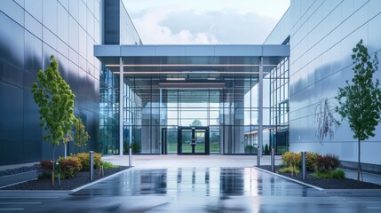 Poster - Modern office building with extensive glass architecture