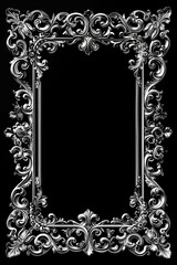 Aufkleber - An ornate silver frame against a dark, black background