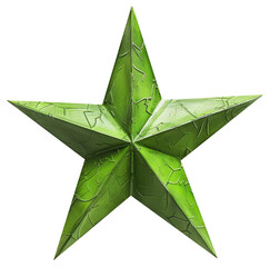 Wall Mural - greenmetallic five-pointed star on transparent background. png file.