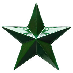 Wall Mural - greenmetallic five-pointed star on transparent background. png file.