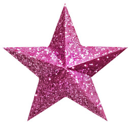 Wall Mural - pink glitter five-pointed star on transparent background. png file.
