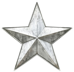 Wall Mural - silver metallic five-pointed star on transparent background. png file.