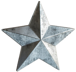 Wall Mural - silver metallic five-pointed star on transparent background. png file.