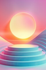Aufkleber - A white platform with a bright light on top, suitable for use in illustrations or graphics about technology, innovation, or futuristic concepts