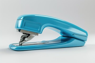 Poster - A blue stapler sits on a clean white surface, ideal for office or desk use