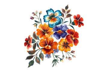 mexican traditional flowers isolated cut-out illustration