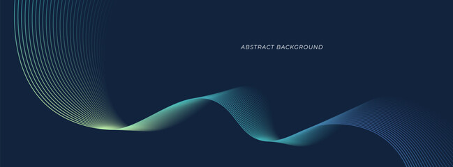 Poster - Abstract lines wave gradient color on dark background.