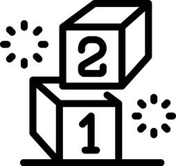 Poster - two numbered blocks are balancing with the number two block falling down to the number one block