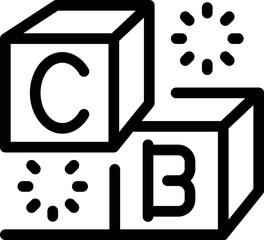 Poster - Line icon of alphabet blocks and loading symbol representing the concept of child development