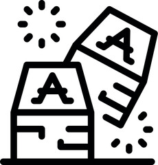 Poster - Line drawing of alphabet blocks falling over, symbolizing the playful nature of learning for kids