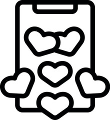 Poster - Smartphone displaying a dating app with hearts surrounding it, symbolizing online love and relationships