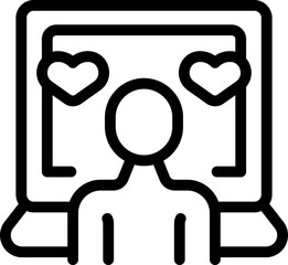 Poster - Simple icon of a person with a laptop receiving love reactions