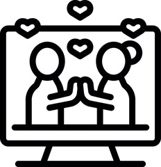 Poster - Couple is shown giving a high five through a desktop computer screen, celebrating their online relationship