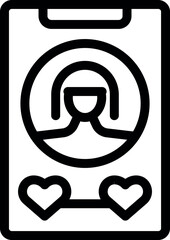 Poster - Simple icon of a dating app showing a woman's profile with hearts symbolizing a match