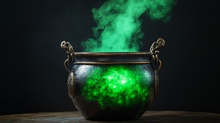 Witch's cauldron with green potion