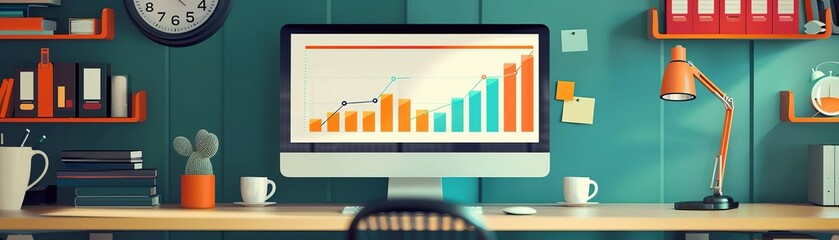 Performance tracking, business metrics dashboard, flat design illustration