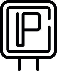 Poster - Simple black and white icon of a parking sign indicating an area where parking is permitted