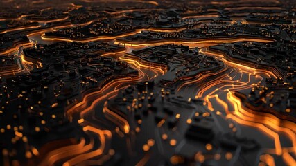 Leinwandbilder - Abstract digital dot line particle data background connecting technology concept.