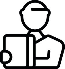 Poster - Line art icon of an engineer holding a tablet, perfect for websites and apps