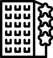 Poster - Line icon of a hotel building with five stars indicating a high quality service