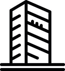 Poster - Black and white line art of a modern building, emphasizing architectural design and urban living