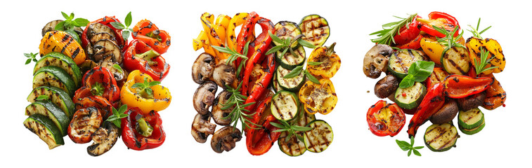 Grilled Vegetable Platters Isolated on Transparent Background