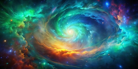 colorful nebula with blue and green swirl in space, space, colorful, nebula, galaxy, stars, astronom