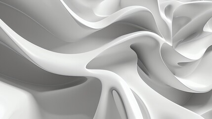 Canvas Print - Abstract white shapes creating a smooth, flowing, and organic pattern.