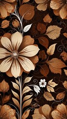 Wall Mural - brown floral pattern abstract background backdrop design copy space illustration art