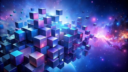 Wall Mural - Celestial Cubes: A Symphony of Cosmic Hues  generative AI