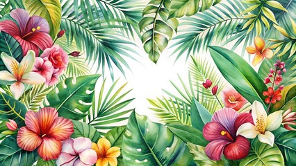 Sticker - Tropical Oasis: A Watercolor Dream  AI generated