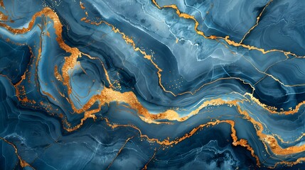 Wall Mural - An illustration that features a striking contrast between vibrant blue marble and bold gold veins