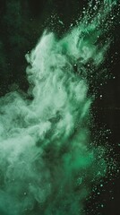 Sticker - abstract powder splatted background, Freeze motion of green powder exploding/throwing green 