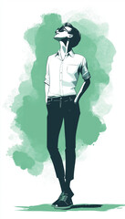 illustration of a young business man