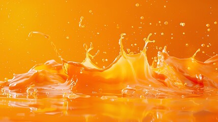 Wall Mural - orange juice splashing and creating a beautiful pattern.