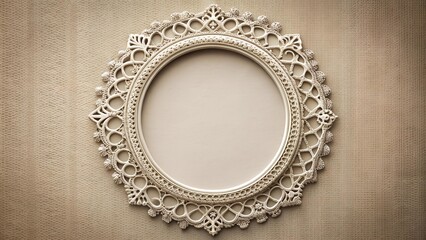 Canvas Print - Timeless Elegance: A Vintage Oval Photo Frame Adorned with Delicate Lace  Generative AI