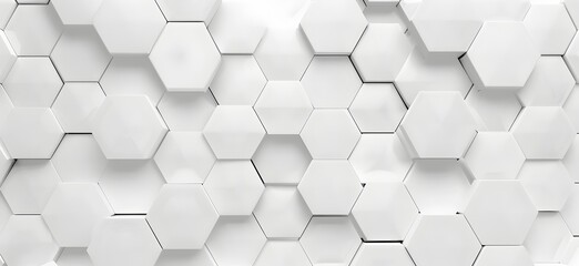 Poster - White background, grey line hexagon pattern, seamless 