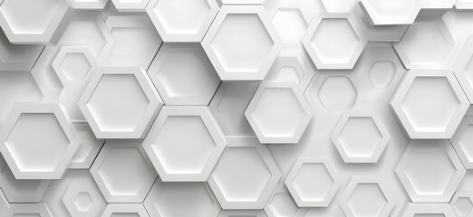 Poster - White background, grey line hexagon pattern, seamless 