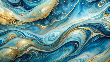 Wall Mural - The Silent Symphony: A Blue and Gold Marble Harmony of Nature  Generative AI