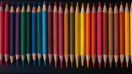 Wall Mural - A row of colored pencils.