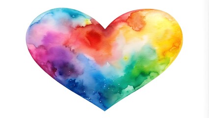 Sticker - Vibrant Watercolor Heart Icon - A Splash of Love  Generative AI