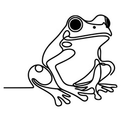 Poster - one line drawing frog animal cute vector illustration template design