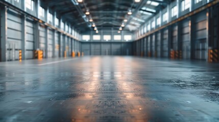 Poster - empty ground and interior of modern warehouse : Generative AI