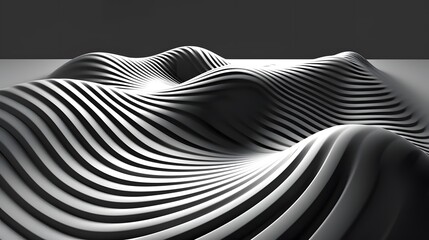 Wall Mural - A minimalist design featuring monochromatic wavy lines that create a sense of movement and flow